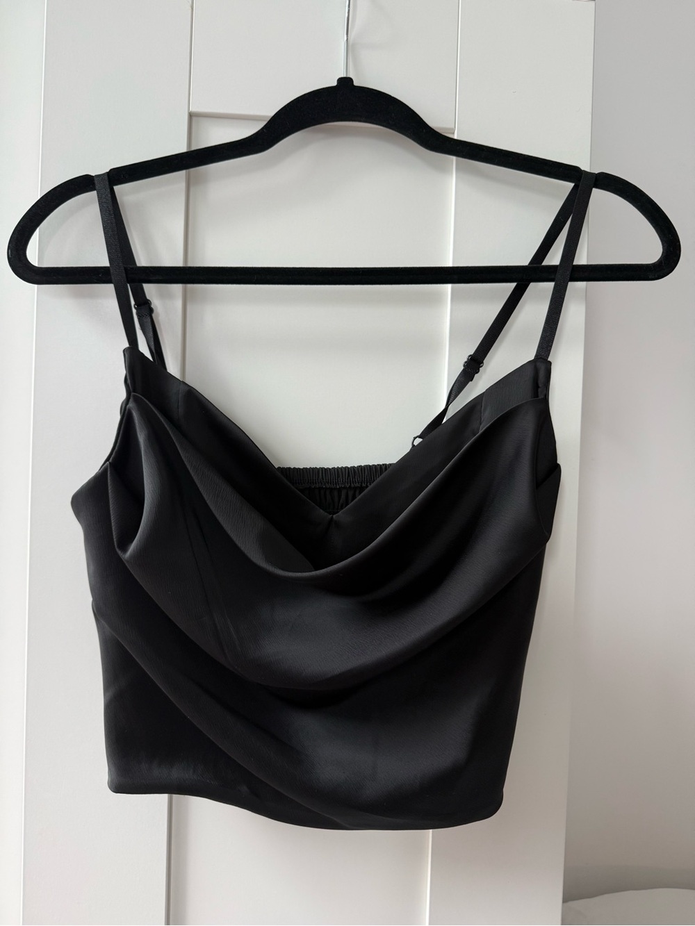 3 Cowl Neck Satin Crop Tops (black, nude, & cream)